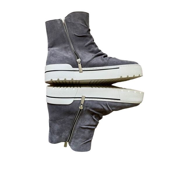 J/Slides Nila Gray Suede Women’s Chunky Boots size 10 Pull On Leather Platform S - Picture 6 of 13